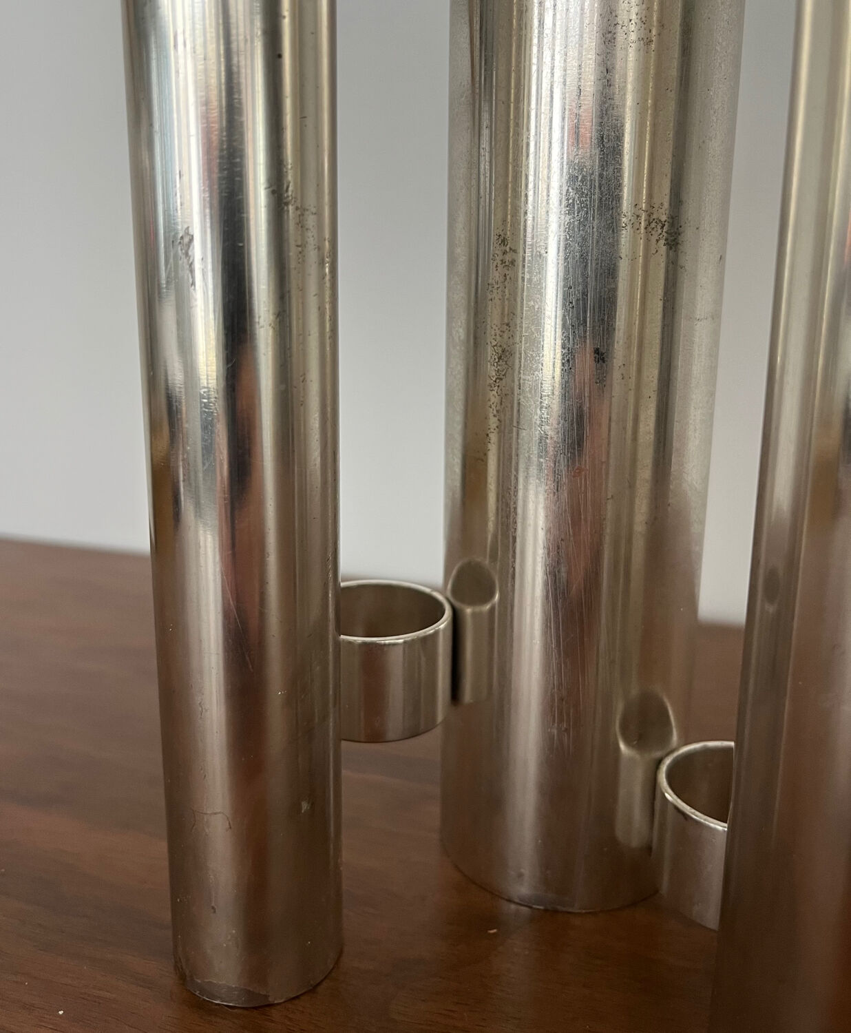 Triple vase "Organ" metal Space Age