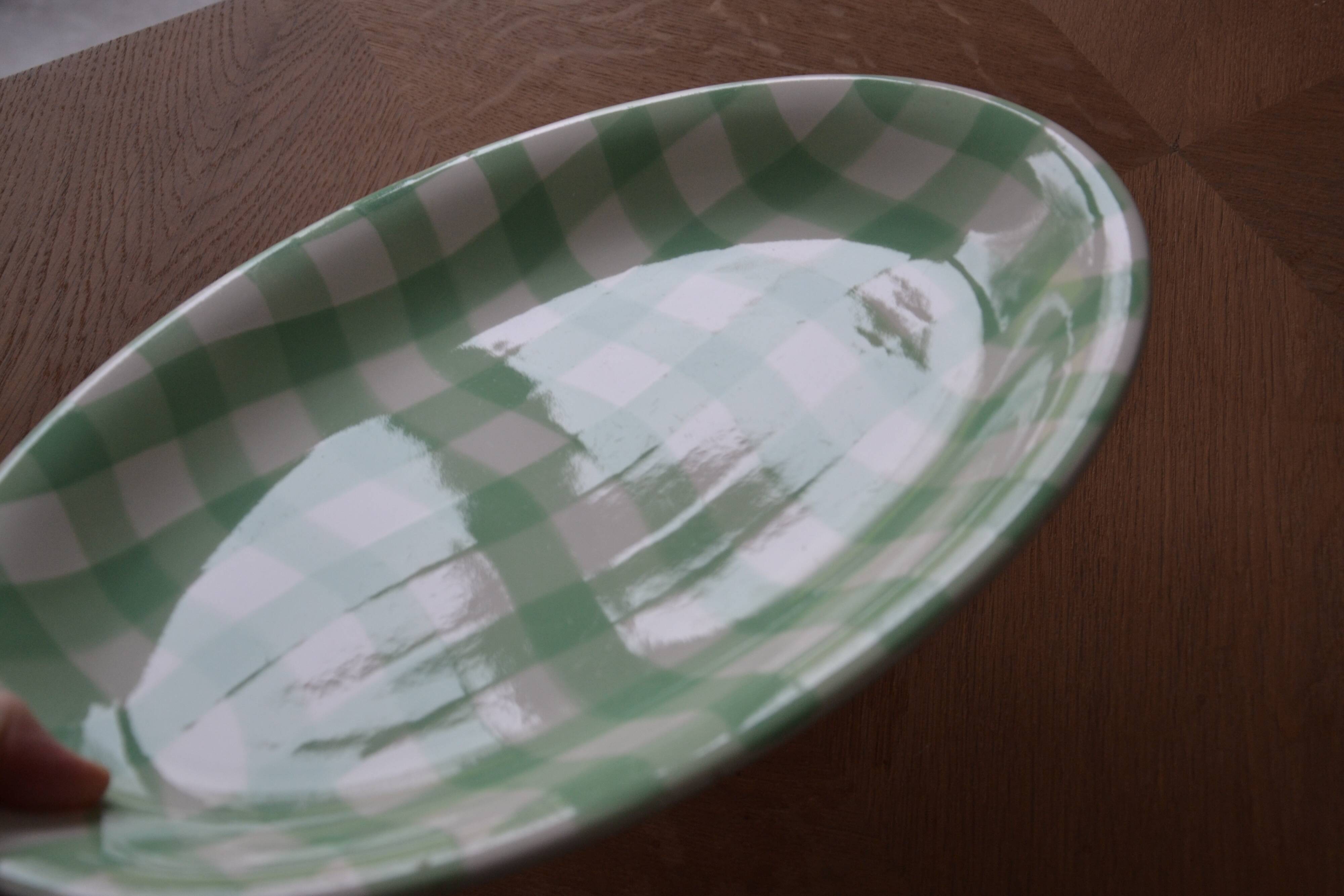 Oval salt dish, green Croisette model