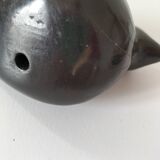 Colombe sculpturale en céramique brun chocolat, 20ème siècle