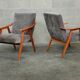 Pair of armchairs czechoslovakian midcentury renovated gray velvet