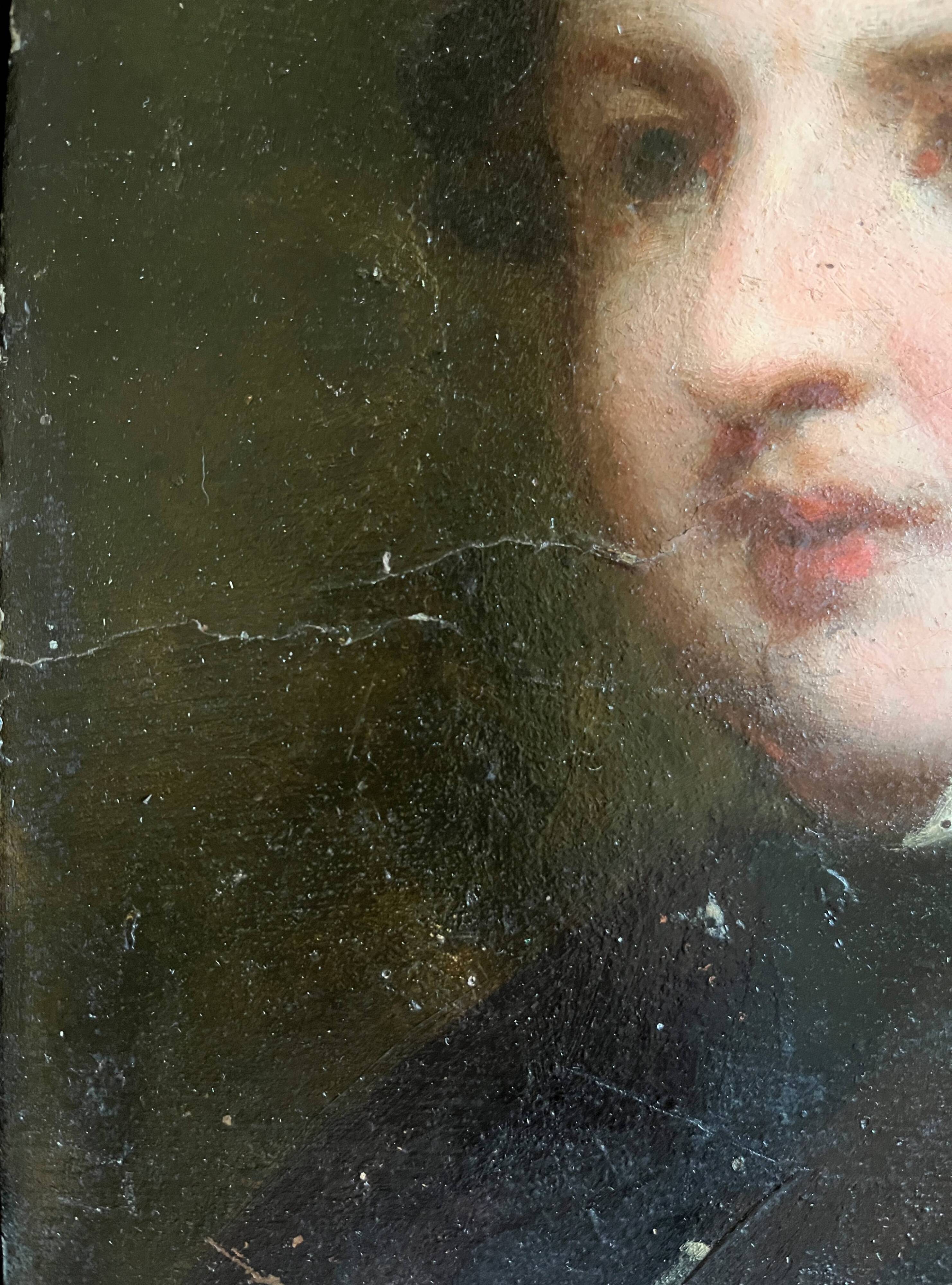 HSP painting "Romantic portrait" young man two-sided 19th century