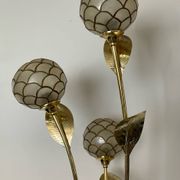 Vintage brass and mother-of-pearl floor lamp from the 70s