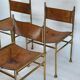 Set of 4 Brass and Leather Chairs by Luciano Frigerio, Italy, 1970s
