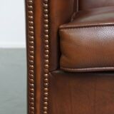 Brown Cowhide Leather Club Chair in English Style