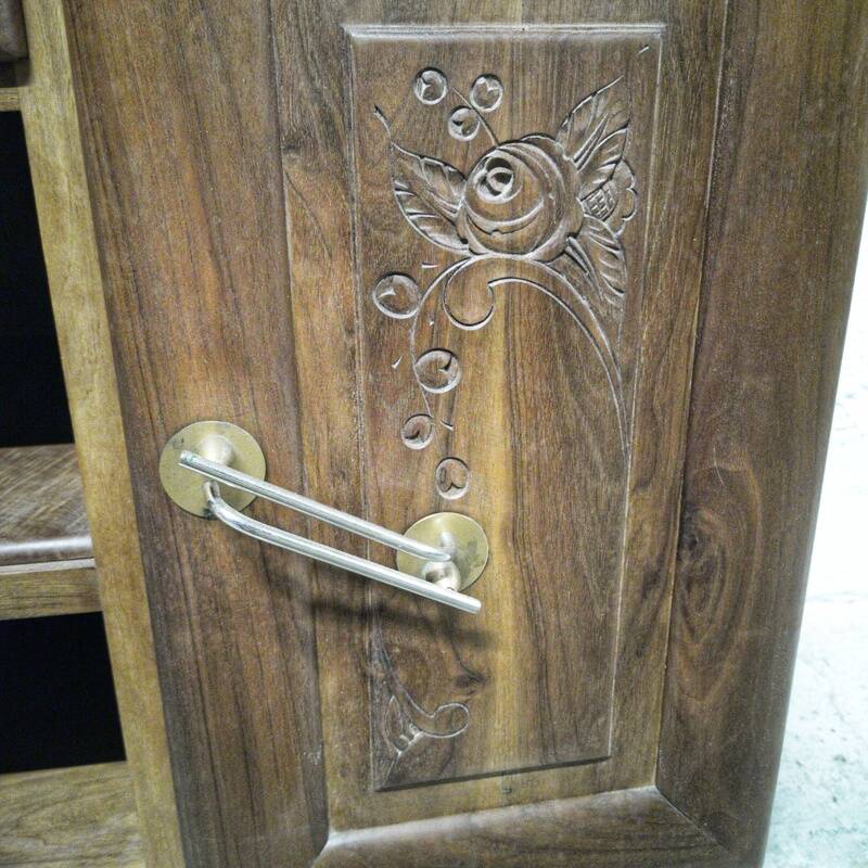 Art deco wood and marble bedside table