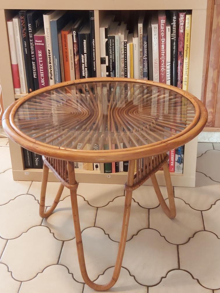 Rattan coffee table 50s
