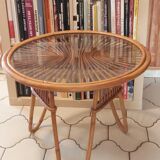 Rattan coffee table 50s