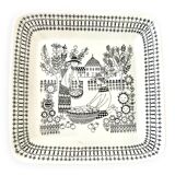 Square plate Arabia Finland Emilia series 1959 designer Raija Uosikkinen