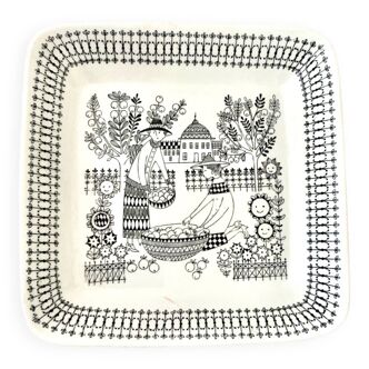 Square plate Arabia Finland Emilia series 1959 designer Raija Uosikkinen