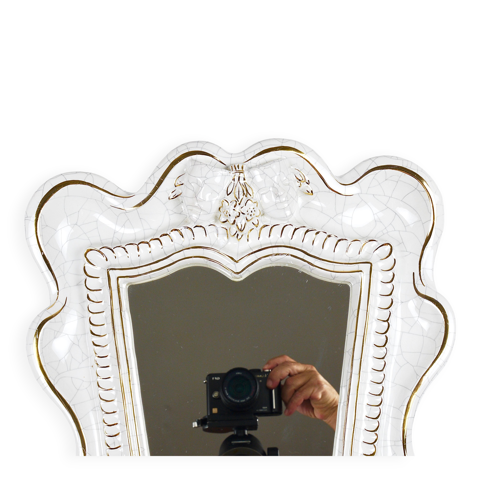 Art Deco Wall Mirror Theatre in Terracotta by Gmundner Keramik, Austria, 1930s