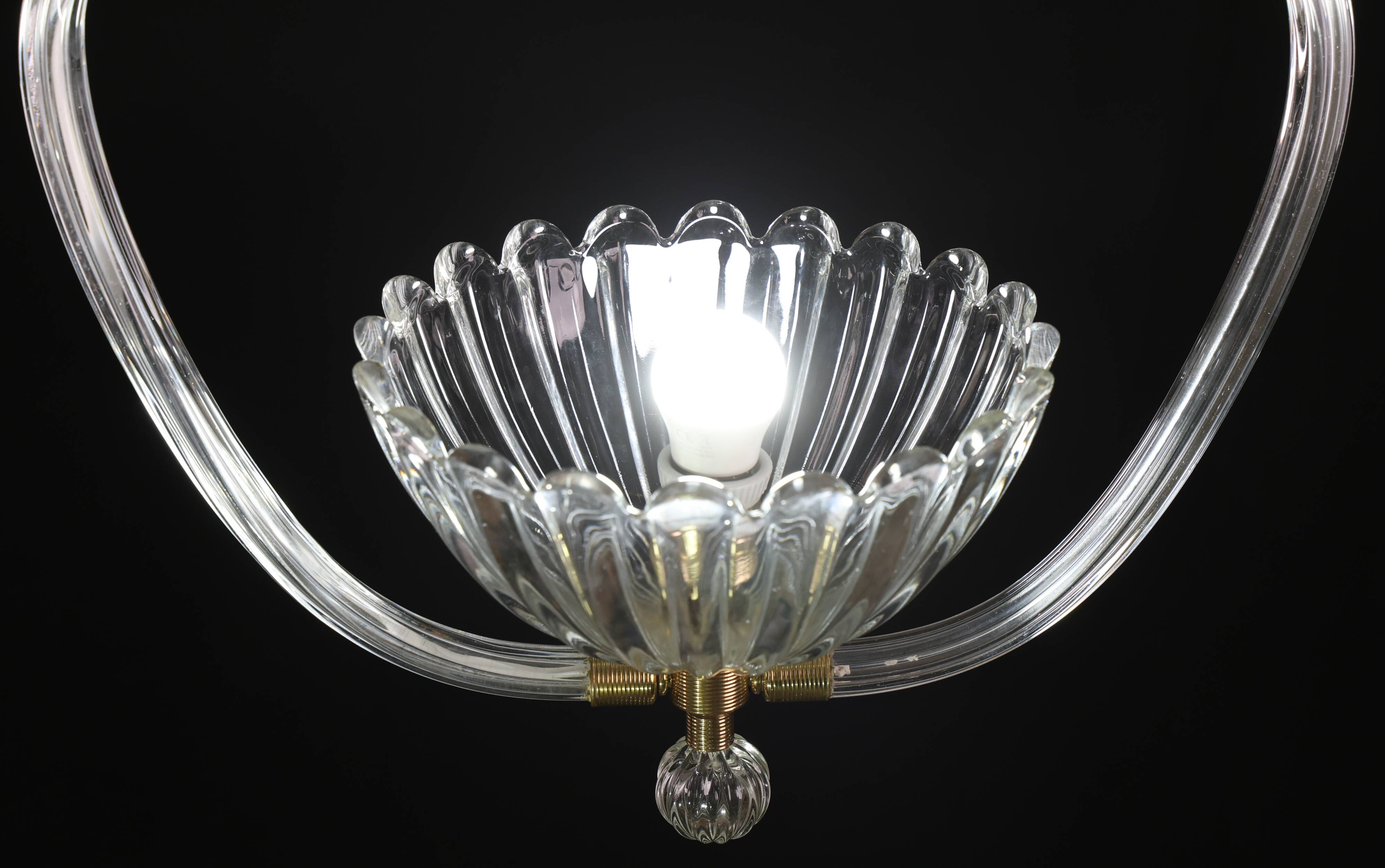 Amazing Art Decò Murano Glass Pendant Chandelier by Ercole Barovier, 1940s