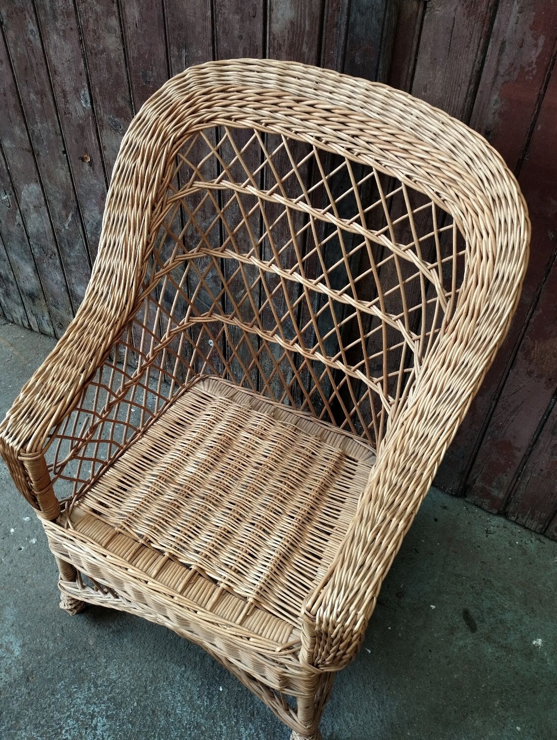 Fauteuil vintage rotin et osier