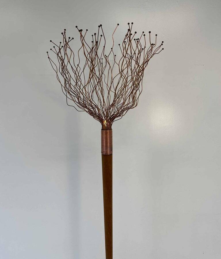 Italian Floor Lamp in Wood, Copper and Brass, Paolo Donatello, 1990s