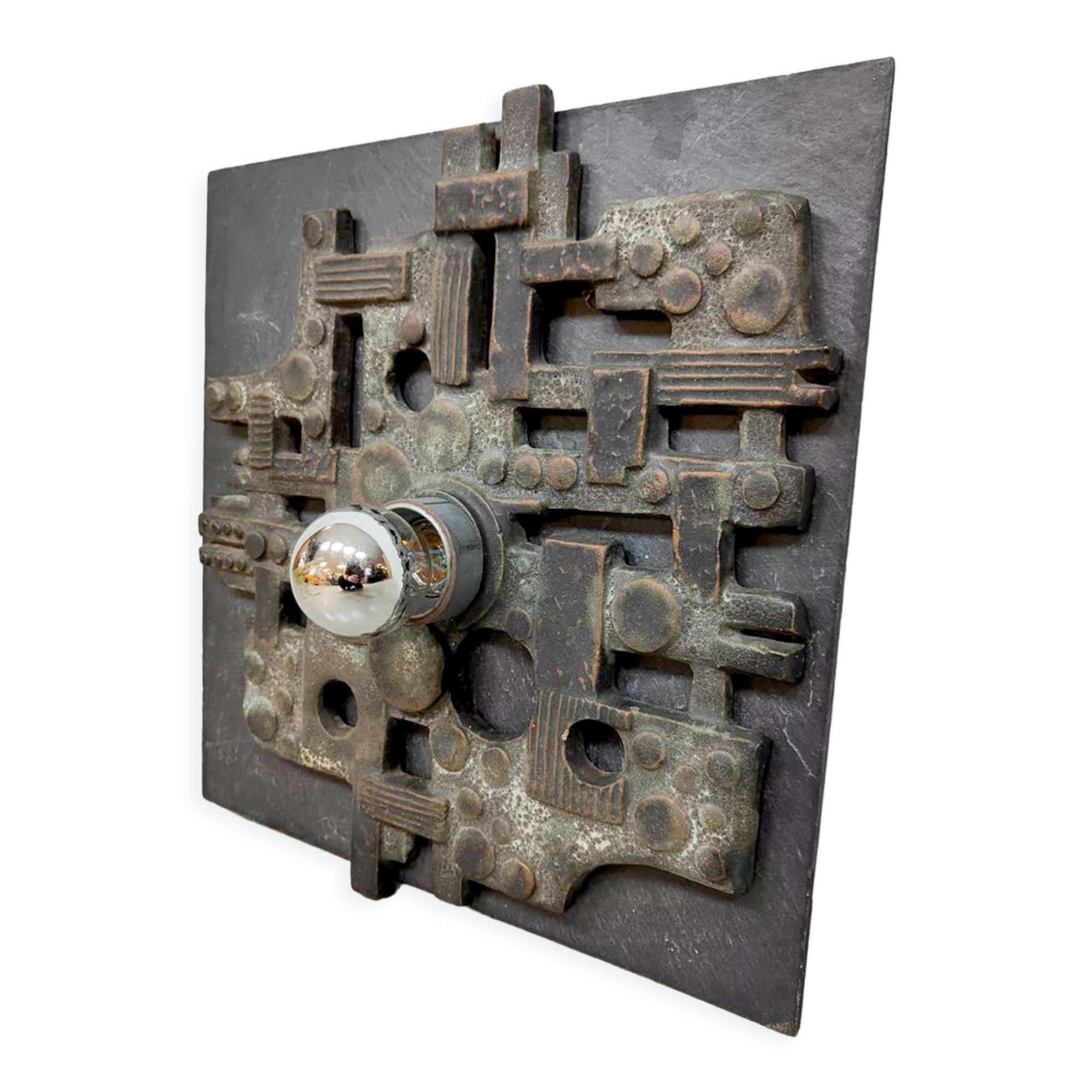 Vintage brutalist ceramic wall sconce lamp Brakelman & Becker 'Sculpture'