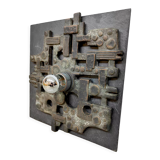 Vintage brutalist ceramic wall sconce lamp Brakelman & Becker 'Sculpture'