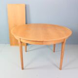 Danish Oak Round Extendable Dining Table By Rosengaarden 1960 Denmark