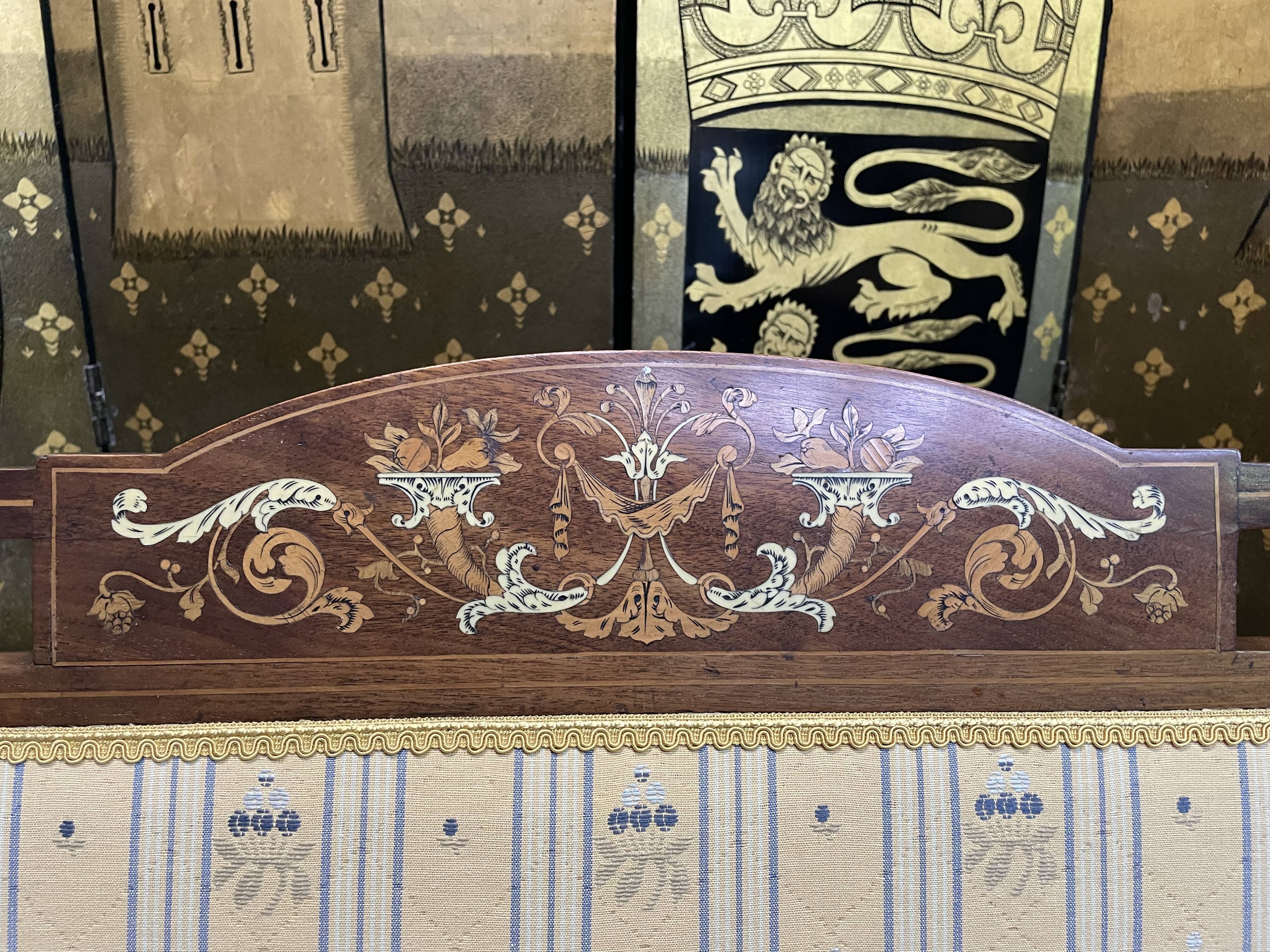 Louis XVI style marquetry bench