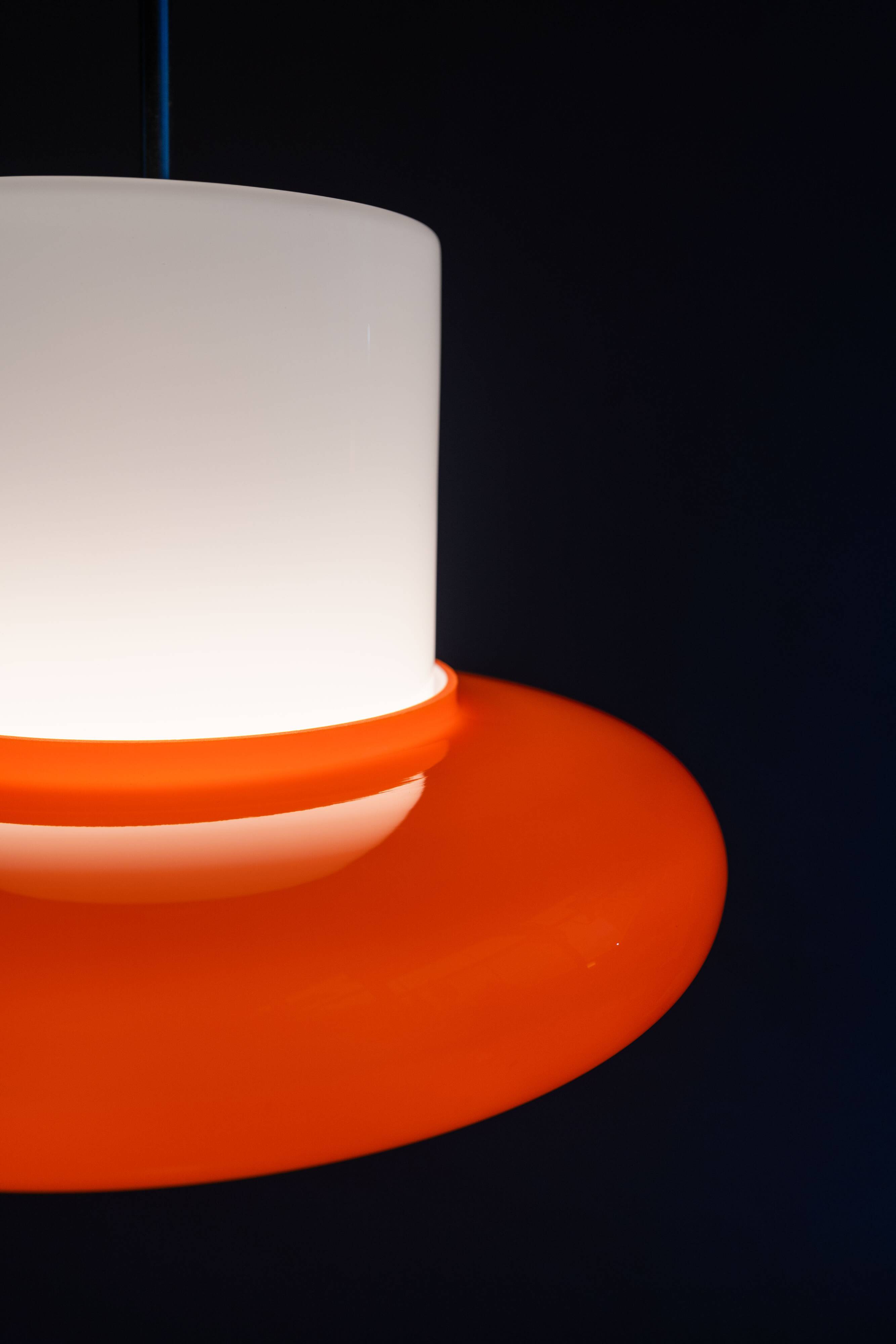 Vintage Czechoslovak Hanging Glass Lamp By Osvětlovací Sklo, 1970s