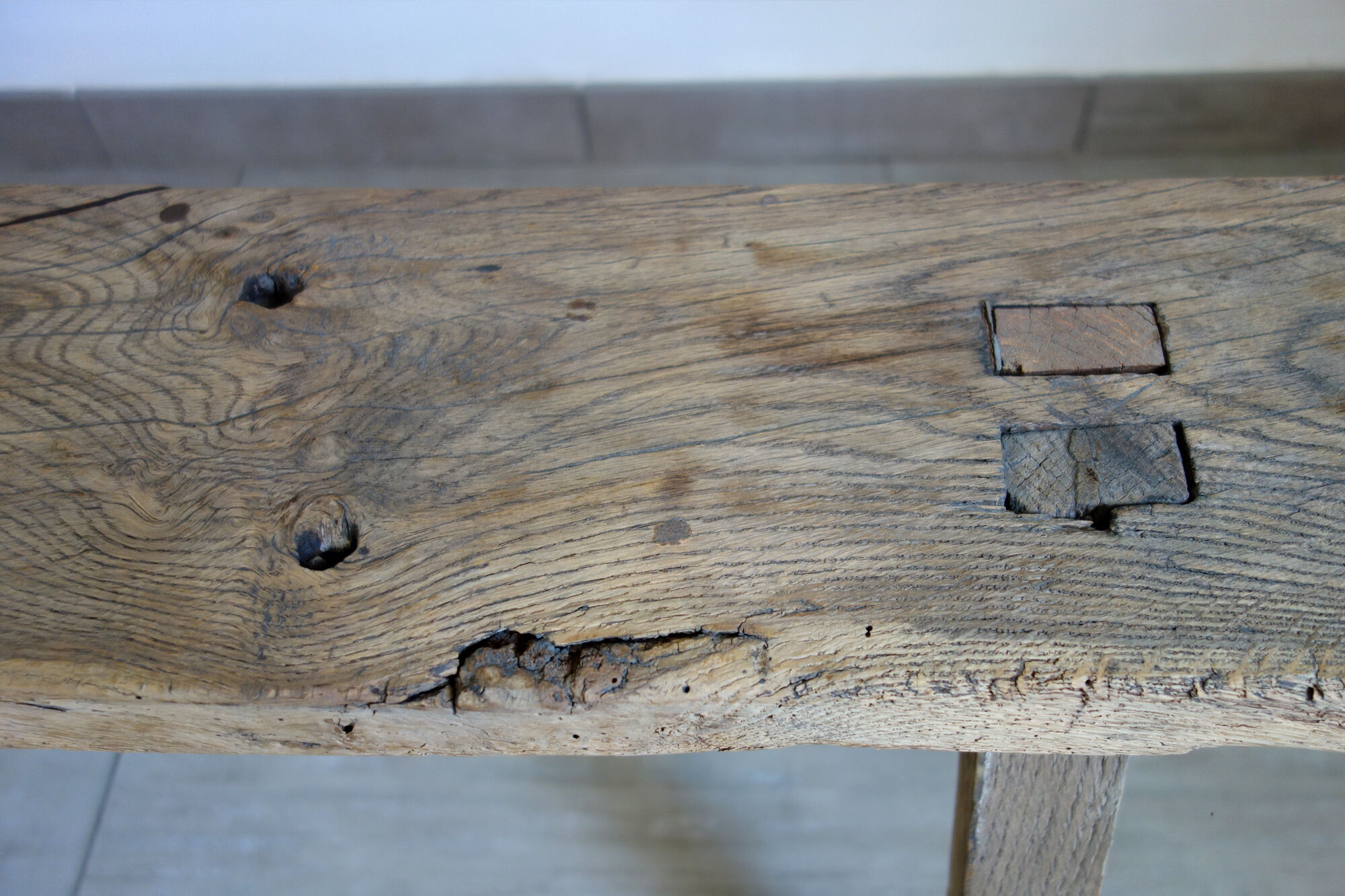 Very old oak farm bench