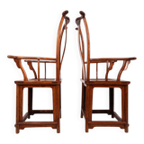 Set of 2 Chinese high-backed armchairs in the style of the Ming Dynasty, 19