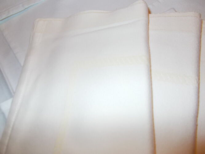 Lot de 6 grandes serviettes de table coton blanc ecru