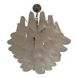 Clear “Selle Seghettate” Murano Glass Candlestick