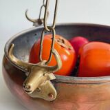 Cache-pot suspendu aux 3 buffles vintage