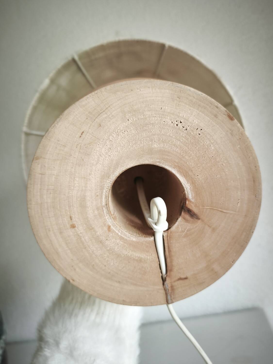 Herbarium lamp, turned wooden base, vintage bohemian