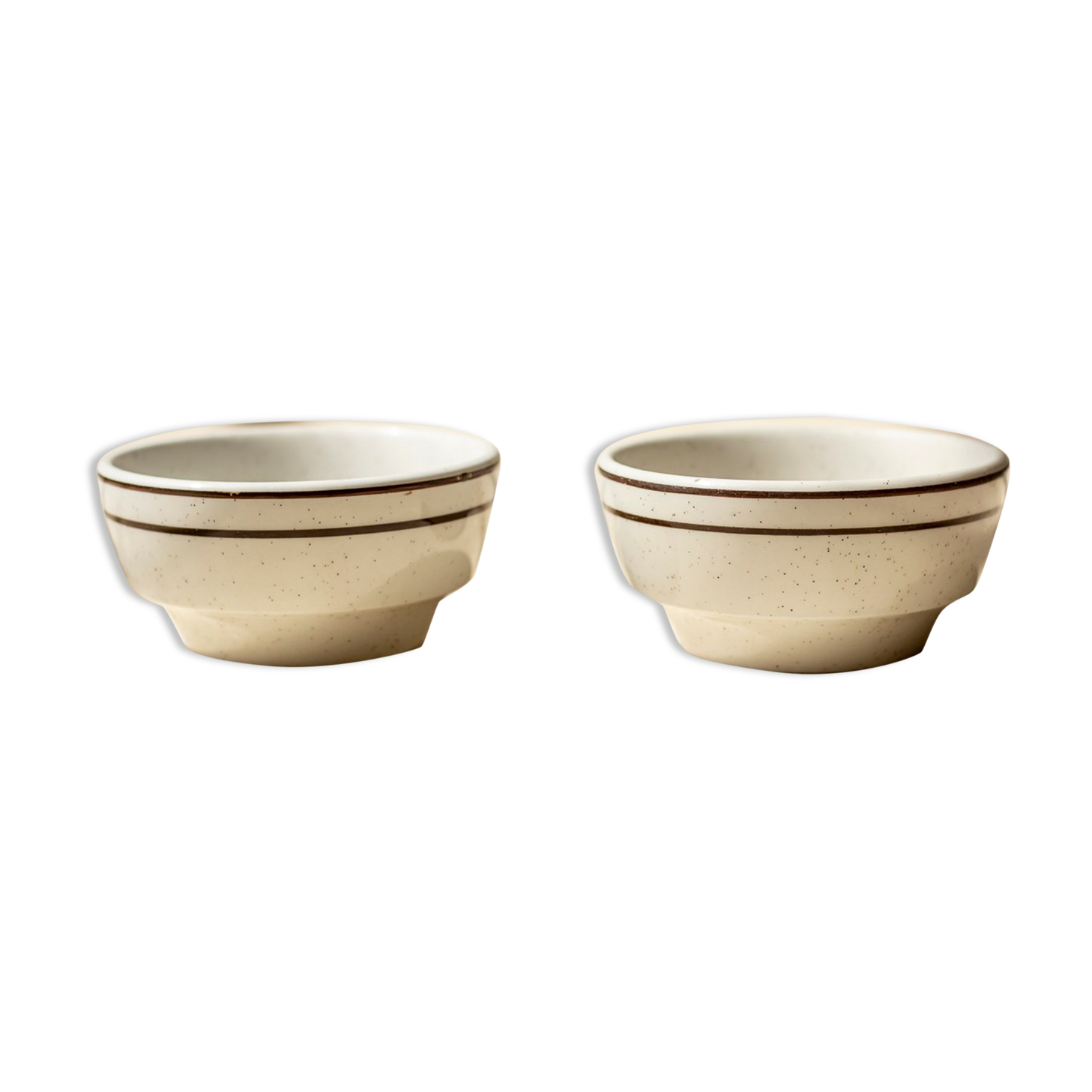 2 bols blancs mouchetés - double ligne noire - Grindley, England