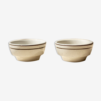 2 speckled white bowls - double black line - Grindley, England