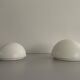 Round wall lights, small and large, in white metal by Bega, 1970s, Germany.