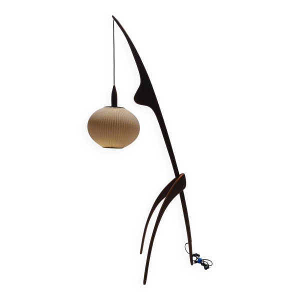 Lampe sur pied Mante religieuse par Rispal, France, années 1950