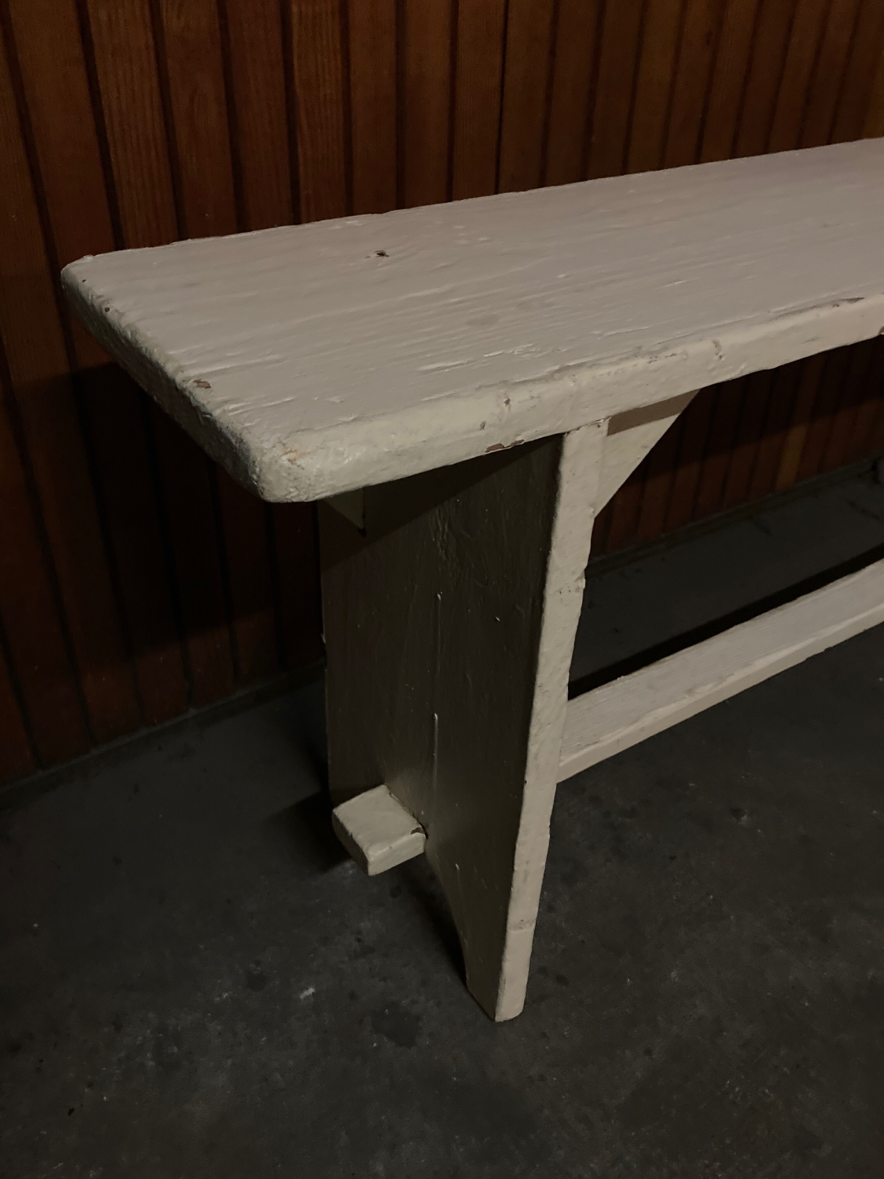 White lacquered wooden farm bench L 200cm