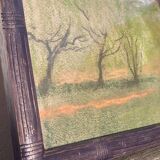 Pastel landscape in wooden frame
