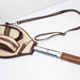 Blue Montana M505 racket with leather bag