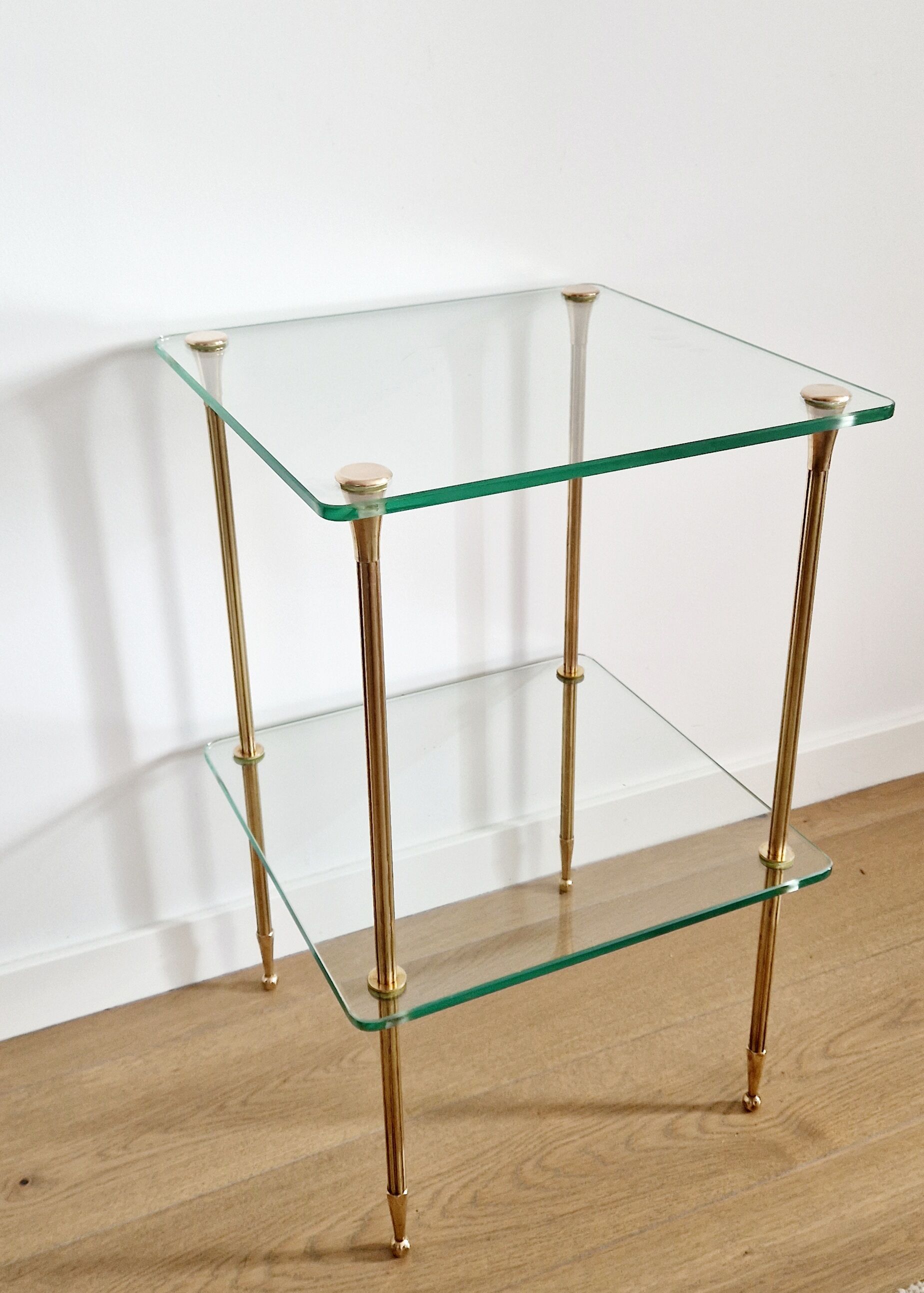 Glass and brass side table 70s
