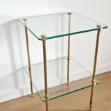 Glass and brass side table 70s