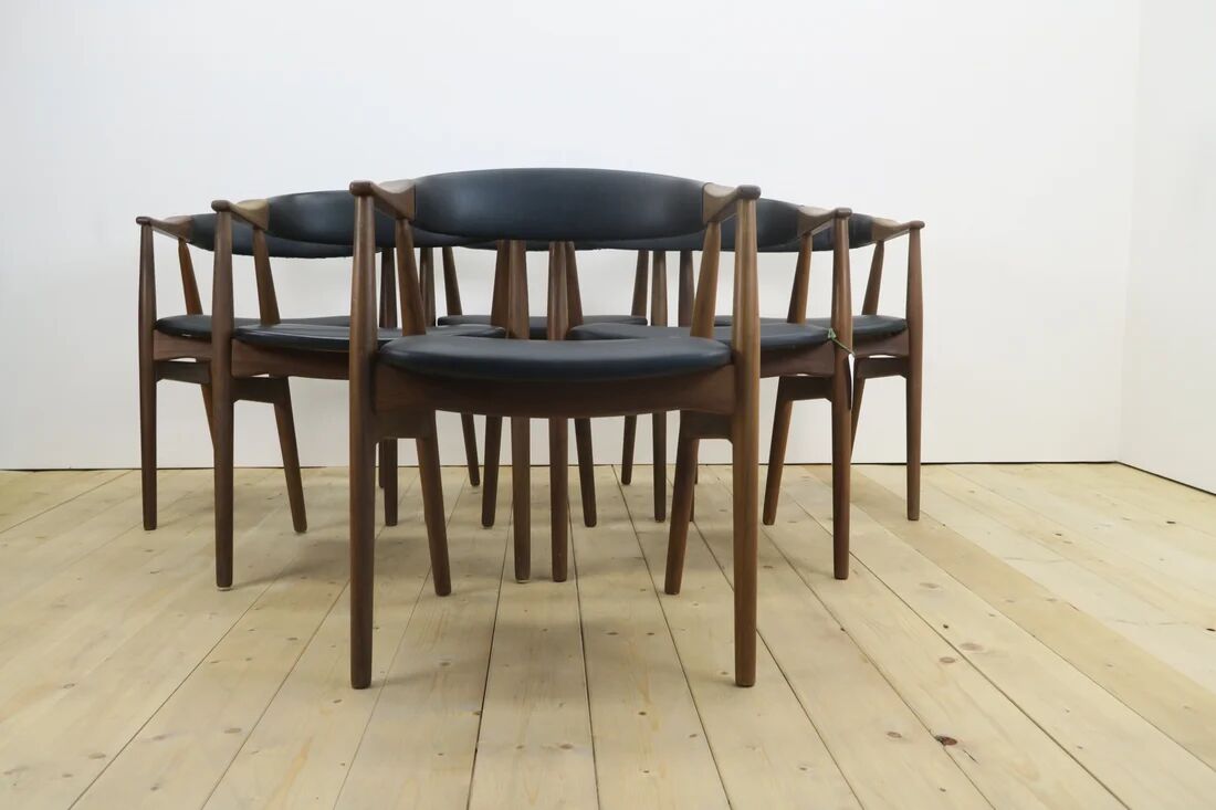 Set of six chairs model 213 by Thomas Harlev for Farstrup, Denmark 1960.
