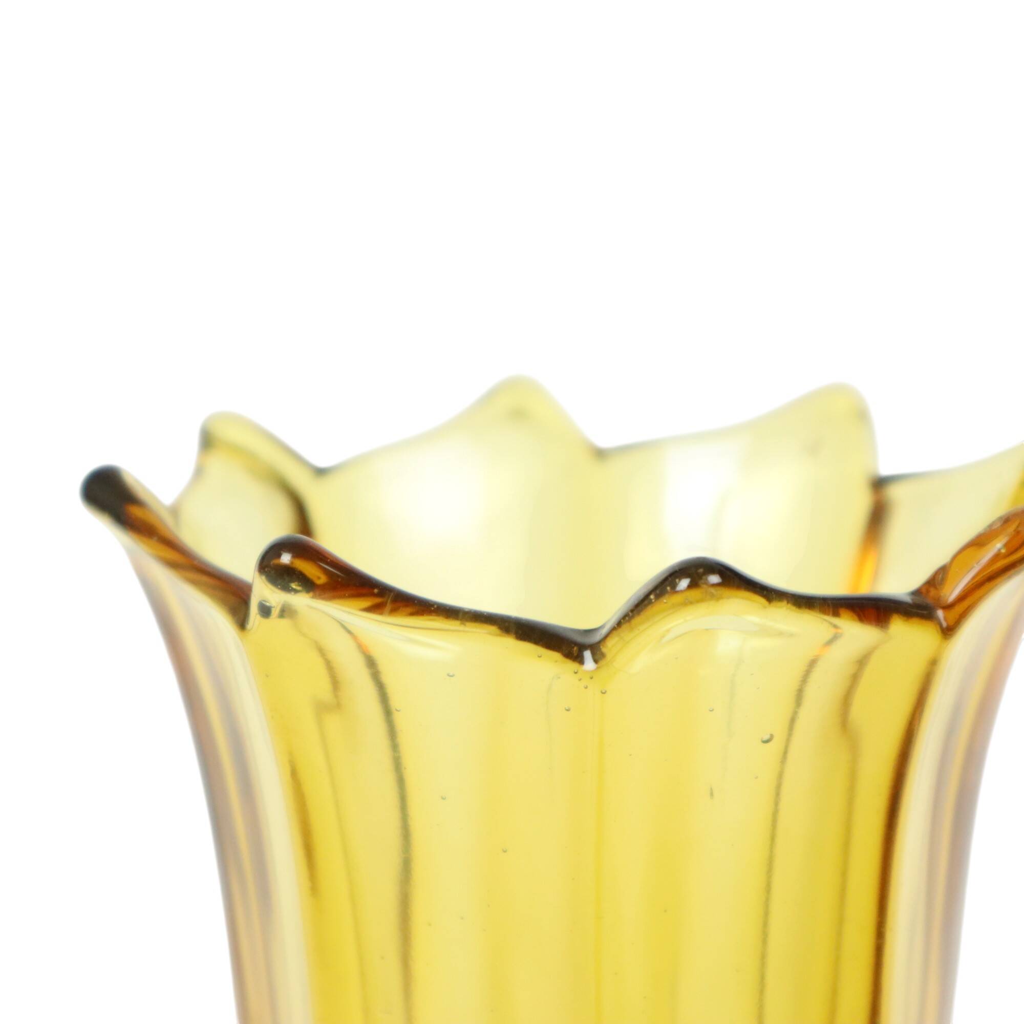 Art Deco Vase Pressed Glass Amber Rosice Glassworks 21cm