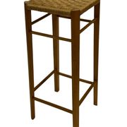 Tabouret vintage années 60 en chêne avec assise tressée