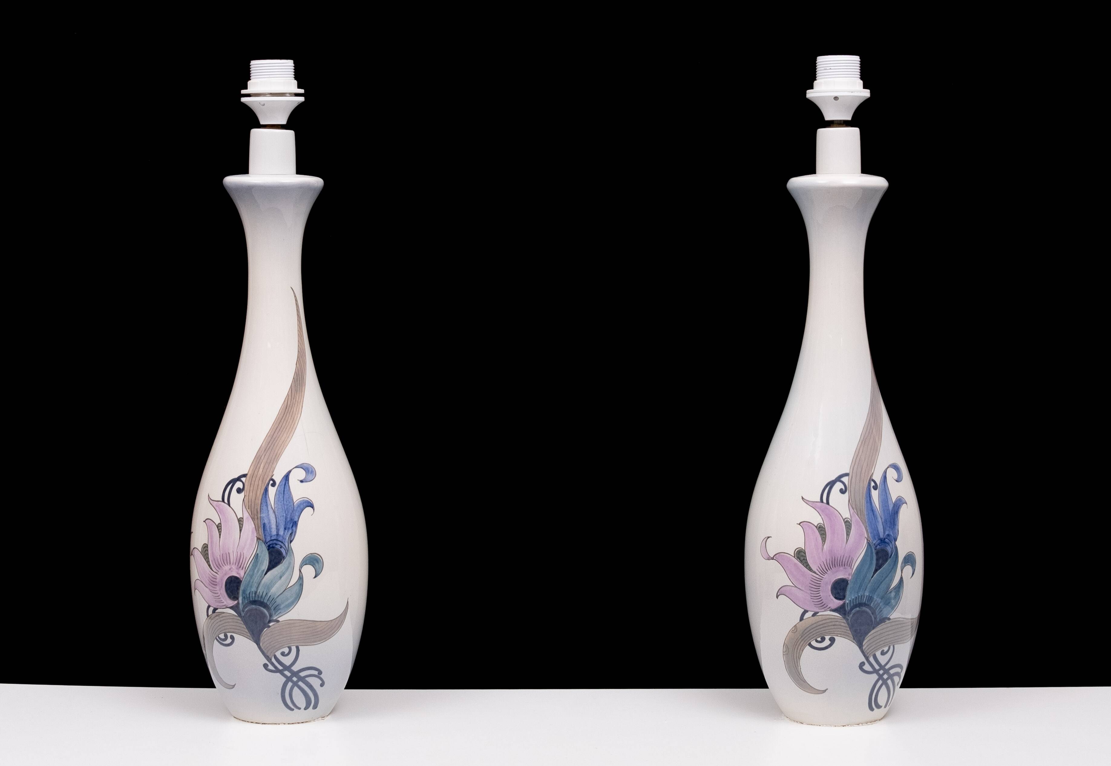 Pair Large Ceramic Table lamps Schoonhoven Plateel 1970s