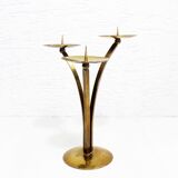 Triple brass candle holder