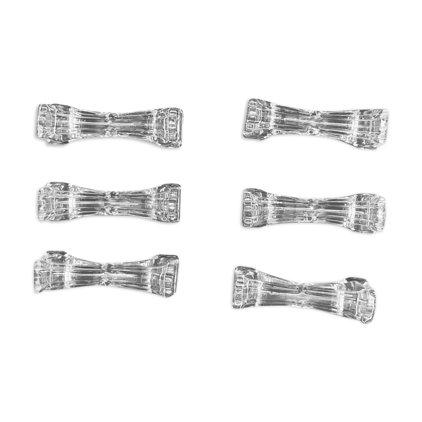 6 stylized glass knife holders knot shape