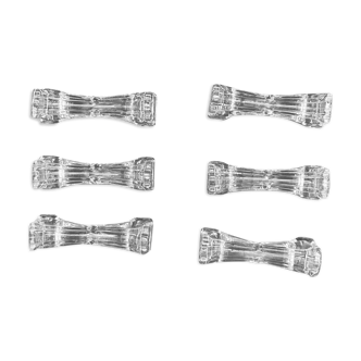 6 stylized glass knife holders knot shape