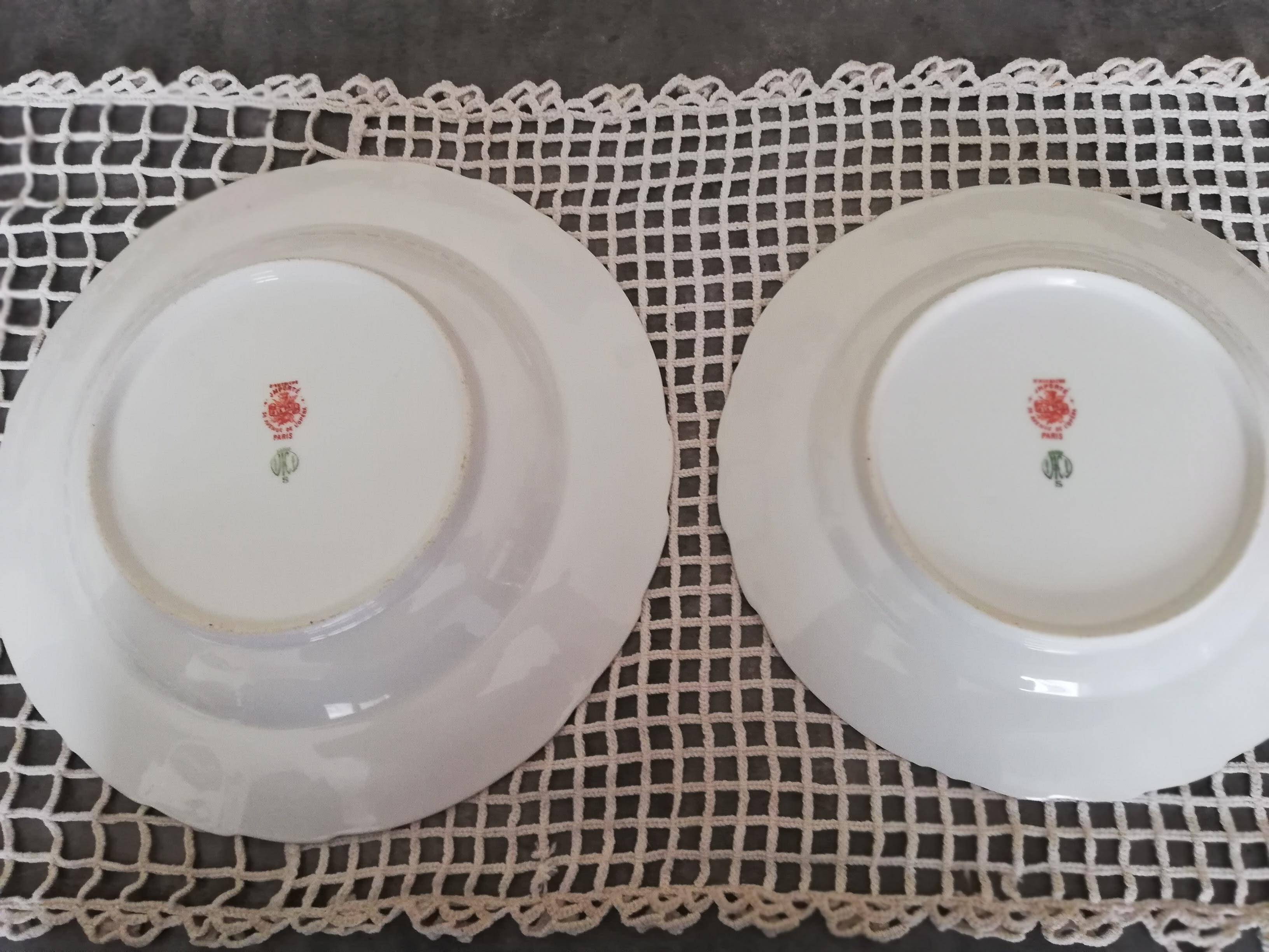 Set of two vintage round bohemian porcelain dishes