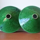 Two vintage green ceramic lampshades