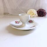 Porcelain egg cup with shabby chic style floral bouquet decoration Romanticism