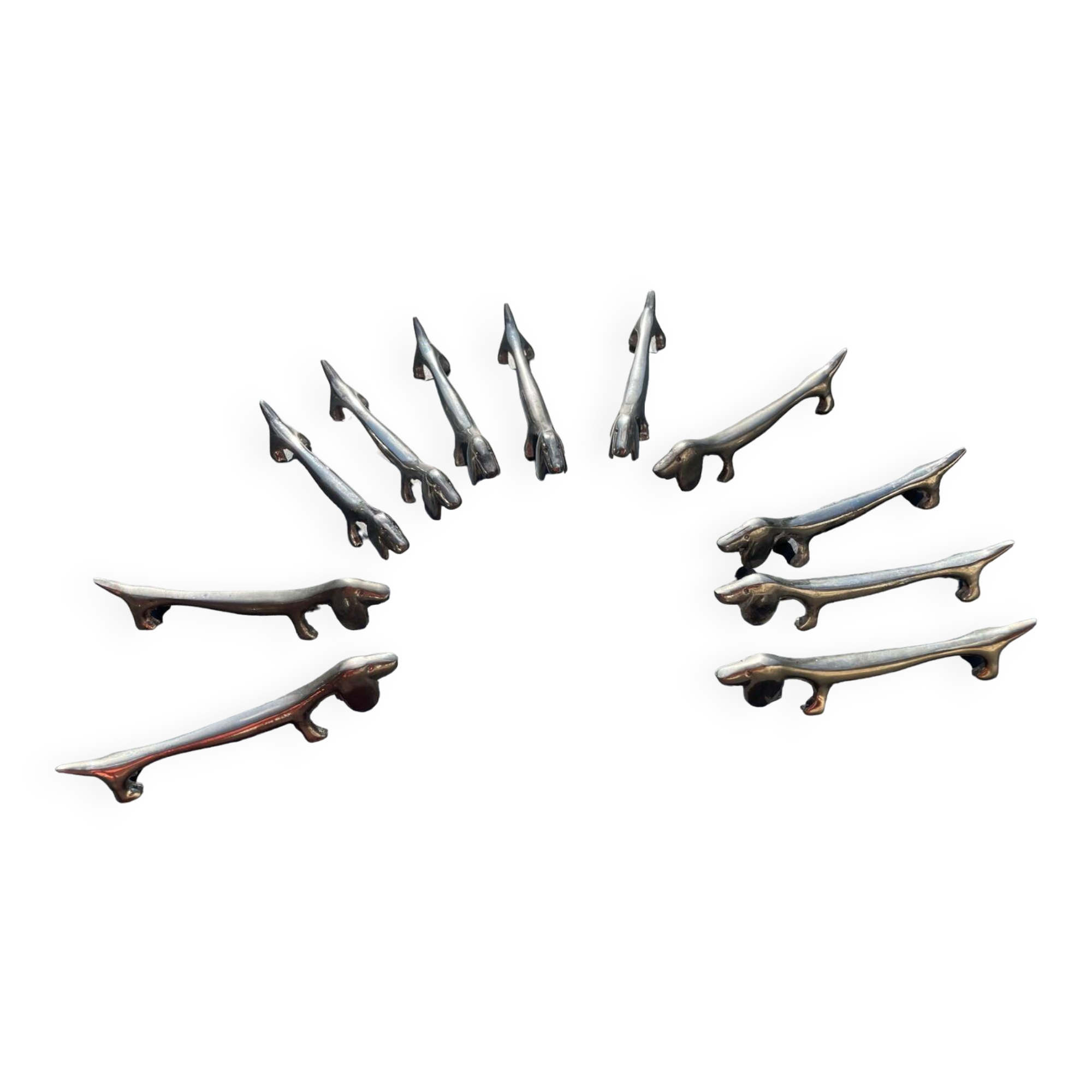 Set of 11 dachshund dog knife holders