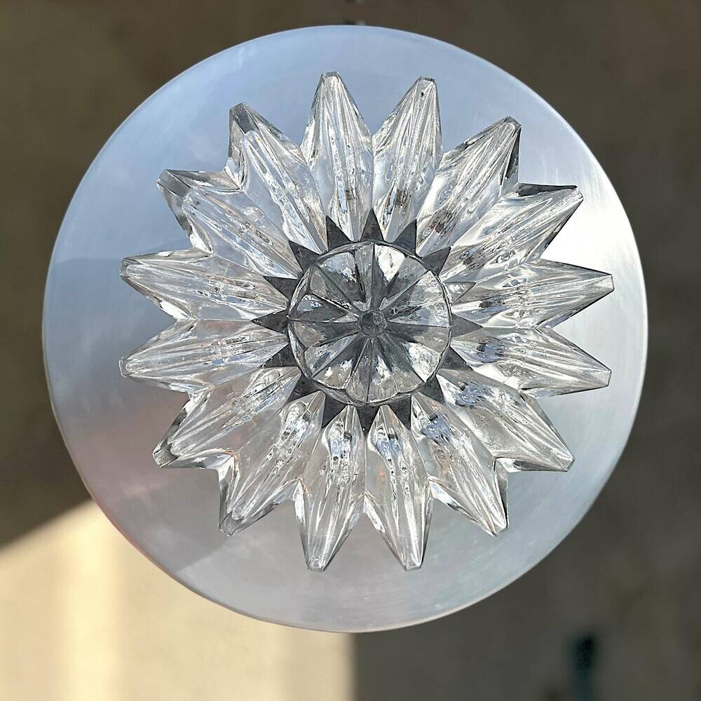 Lampe suspendue en aluminium argenté de l'ère spatiale