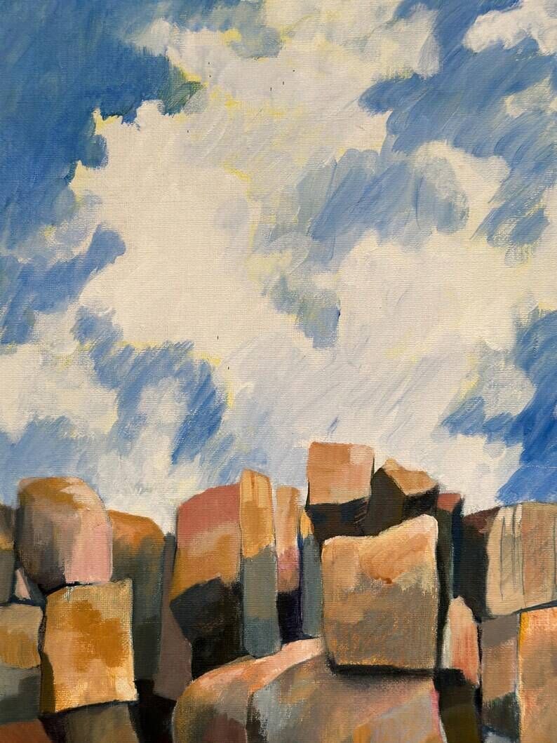 Original Swedish Oil on Canvas – "Landscape" by Eva S. – Signed – Vintage & Framed – 52 × 34 cm (20.5" × 13.4")